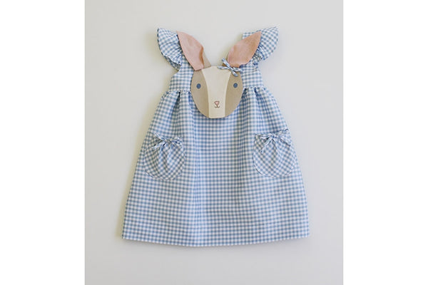 Gingham Bunny Love Dress – Blue